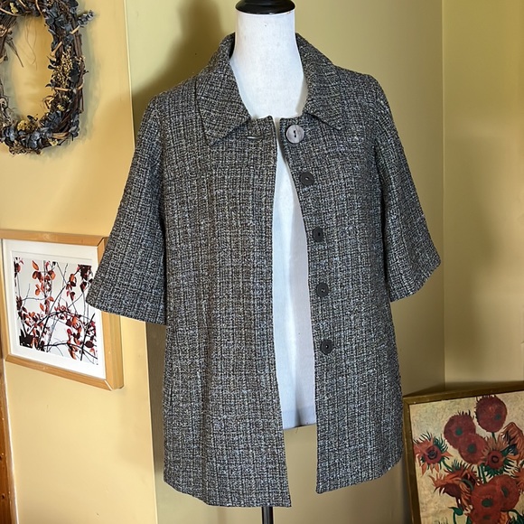 J JILL Size SMALL Tweed Blazer Mid-Skeeve Career Casual Cozy Prep MOD $189 NEW - Picture 16 of 16